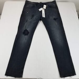 Purple Brand P002 Jeans Mens 40x34 Black Repair Distressed Slim Fit Denim NWT